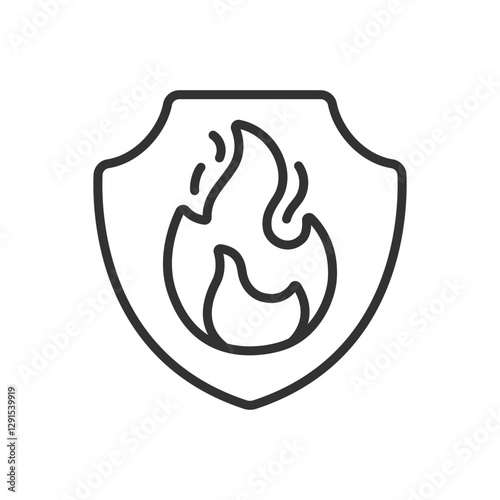 Fire security, icon in line design. Fire safety, protection, fire prevention,alarm, extinguisher, emergency on white background vector. Fire security editable stroke icon