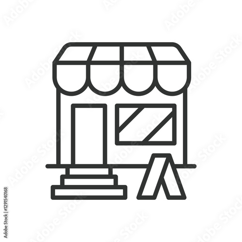 Shop, icon in line design. Store, retail, shopping, shop icon, retail store, market on white background vector. Shop editable stroke icon