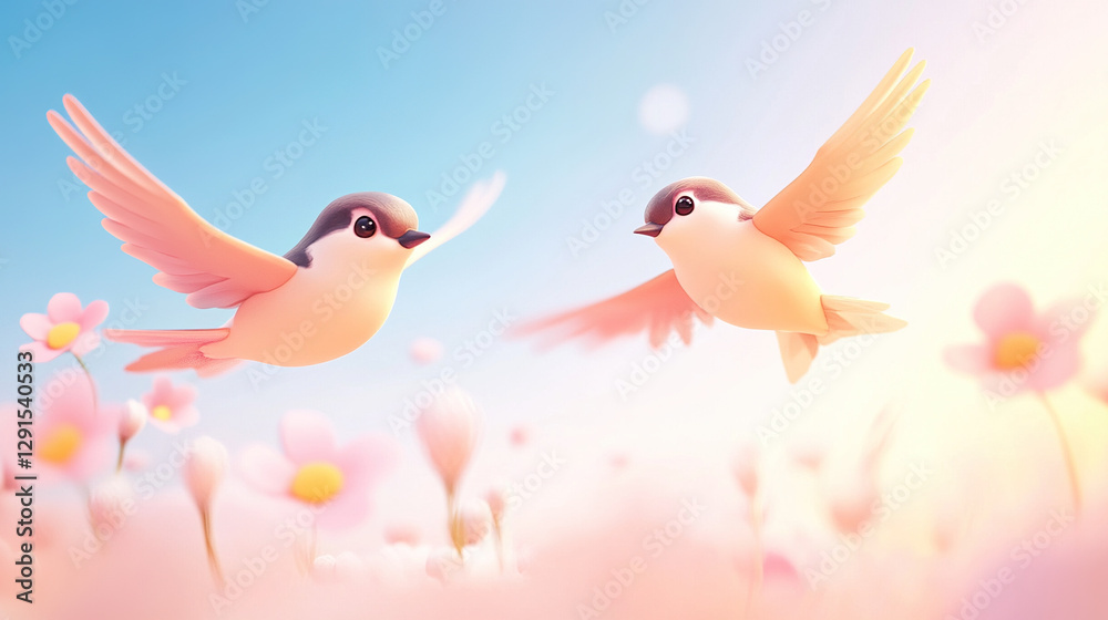 Obraz premium Swallows at Sunset