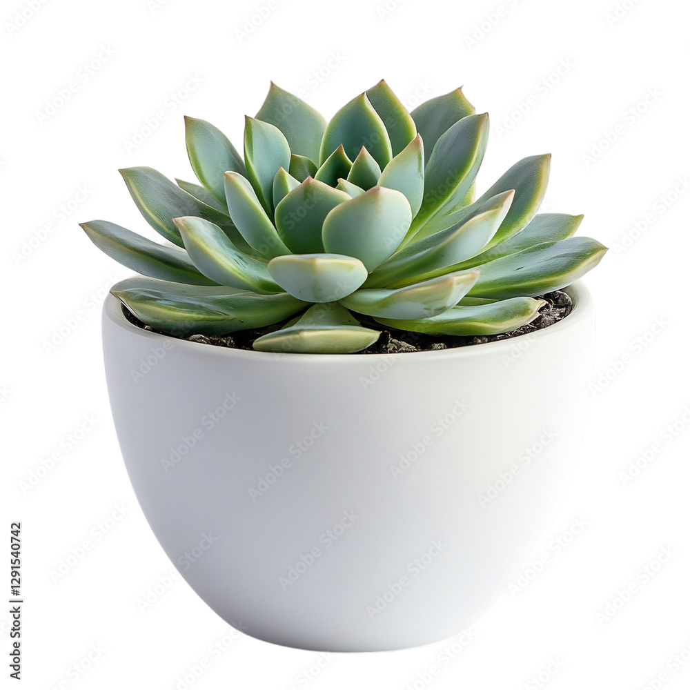 A Small Decorative Succulent in a White Ceramic Pot Isolated on Transparent Background A Small Decorative Succulent in a White Ceramic Pot Isolated on Transparent Background