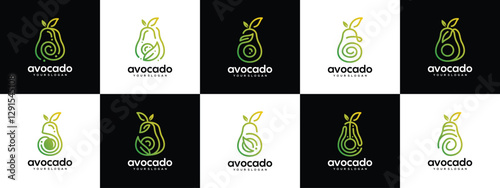 collection of avocado fruit logo design templates. avocado logo icon nature