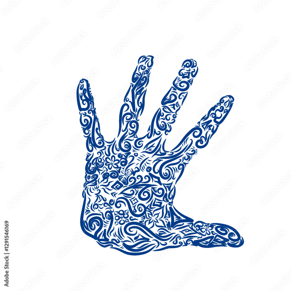 icon decoration with abstract art pattern forming palm without background