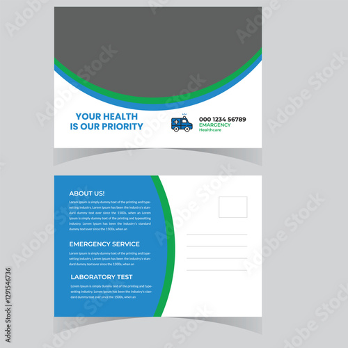 Modern Medical health care post card banner template design creative post card design premium vector