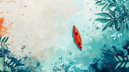 soft cold colors, background for a poster for river kayaking adventure