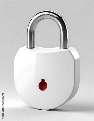 White Padlock with Red Keyhole: Security in Style photo