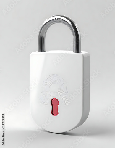 White Padlock with Red Keyhole: Security in Style photo