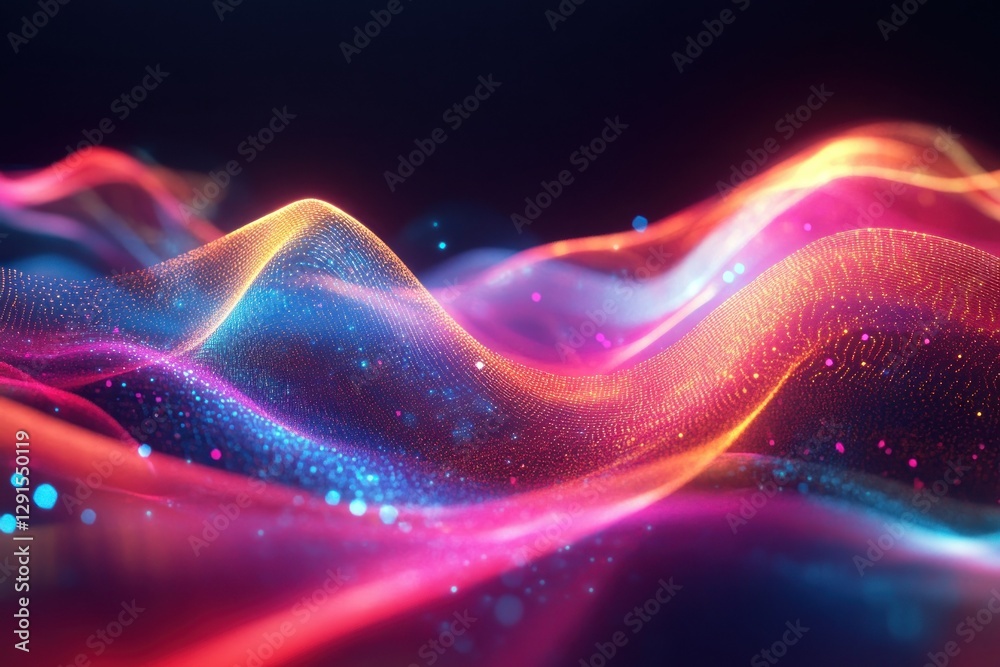 Fototapeta premium Abstract Colorful Light Waves Design with Blue, Pink and Orange Flowing Patterns