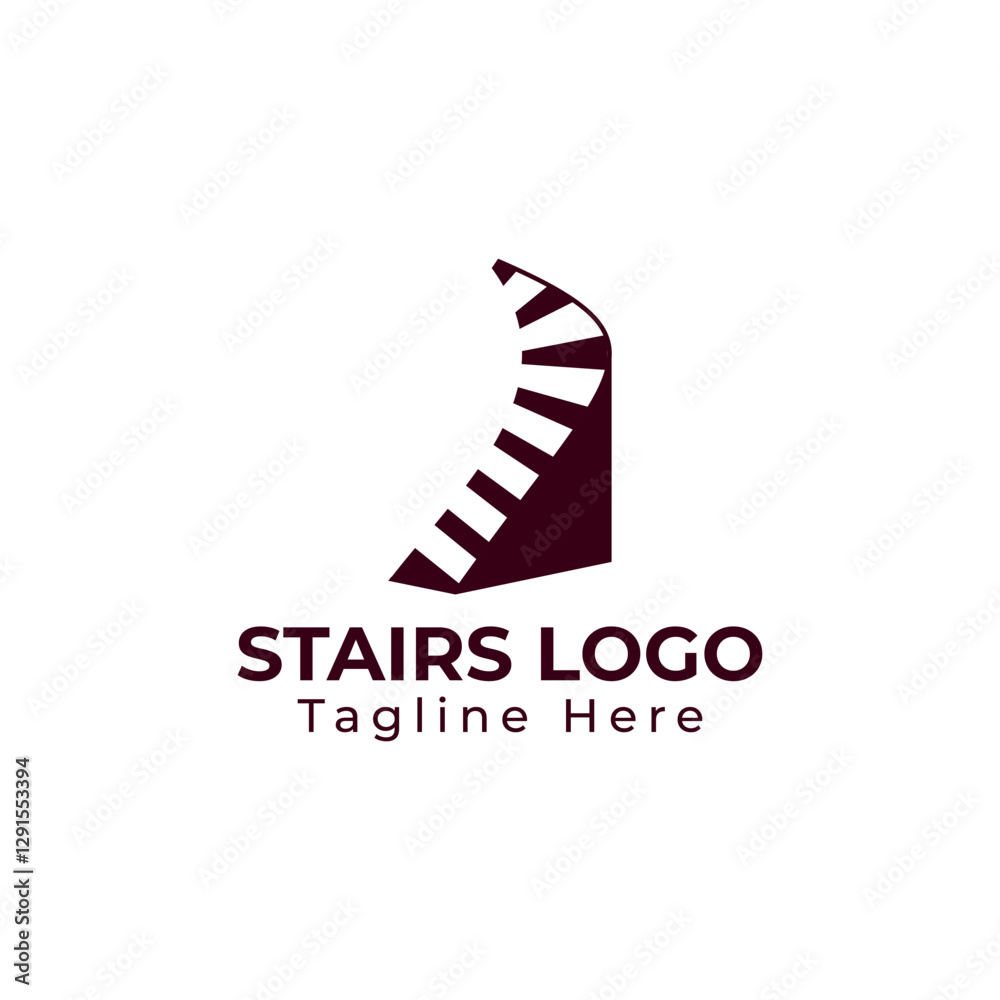 Naklejka premium stairs logo vector design in brown color. minimalist stairs icon symbol