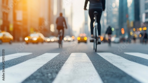 Wallpaper Mural Urban Cyclists Navigating Crosswalks in Bustling City Streets Torontodigital.ca
