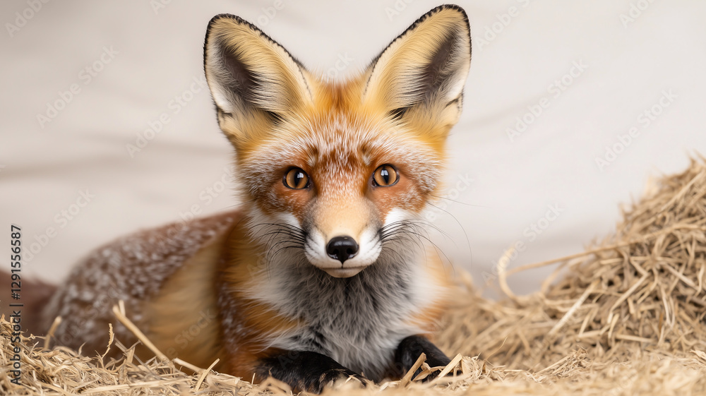 Obraz premium Red Fox Portrait on White Background 