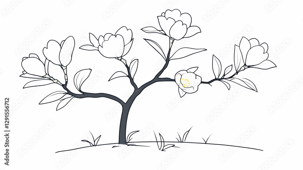 Fototapeta premium Magnolia Tree Blossoms in Garden