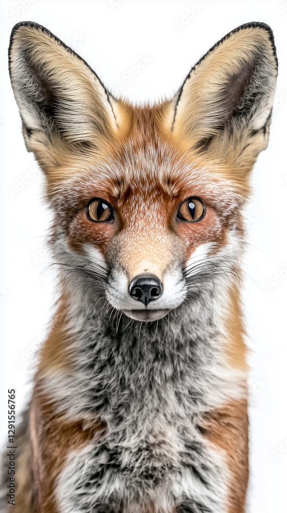 Fototapeta premium Red Fox Portrait on White Background