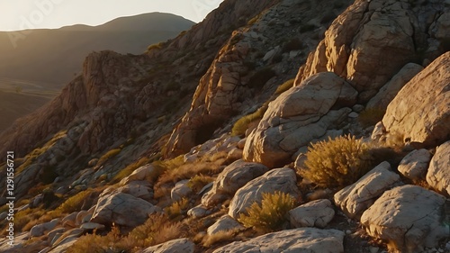 Eroded Rocks Bathed in Warm Evening Glow