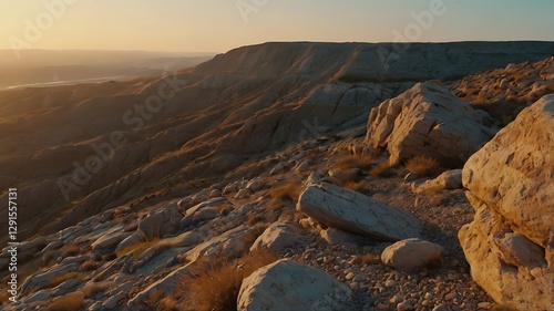 Golden Light Over Majestic Rocky Terrain