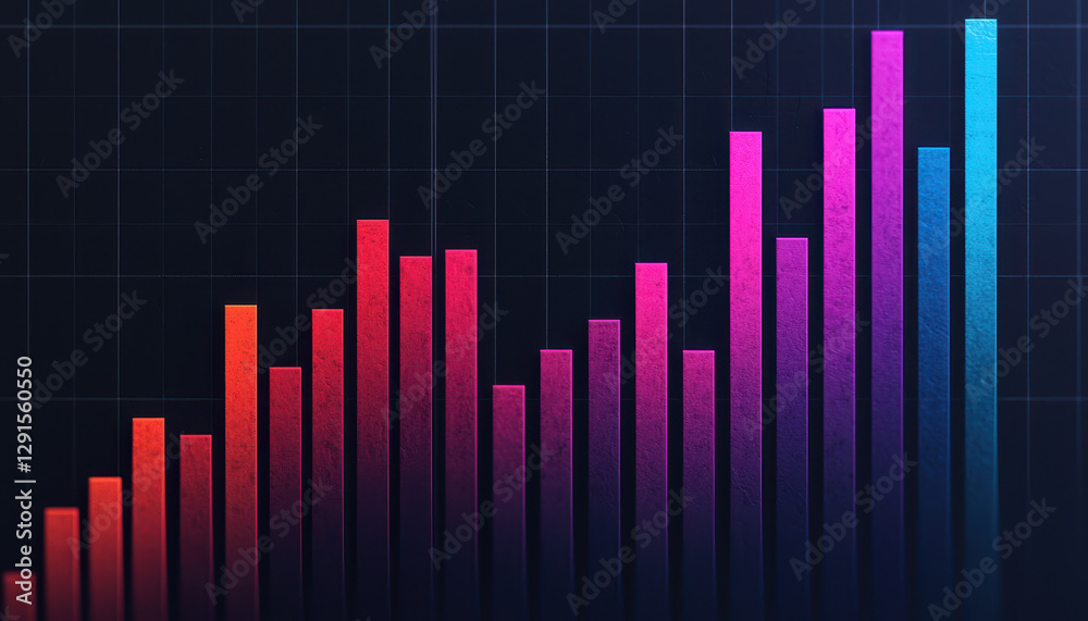 Vibrant bar graph showcasing data trends with colorful gradients