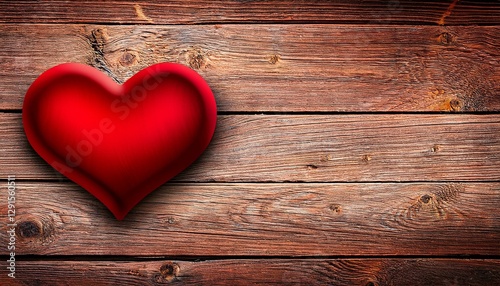 red heart on wooden background