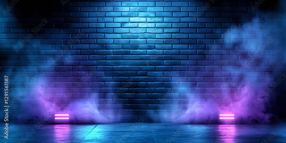 Fototapeta premium dark blue abstract background with smoke and neon lights creates moody atmosphere