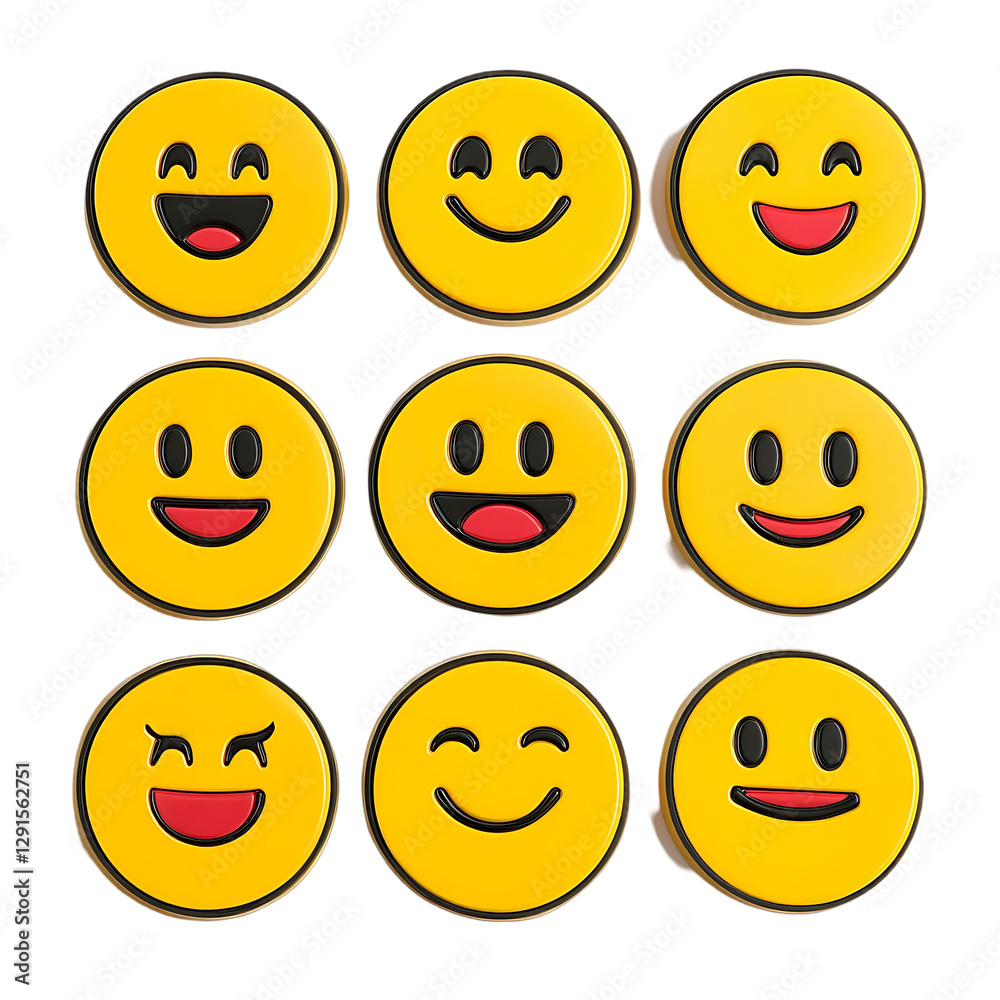 Emoji cookies arranged in grid pattern Emoji cookies arranged in grid pattern