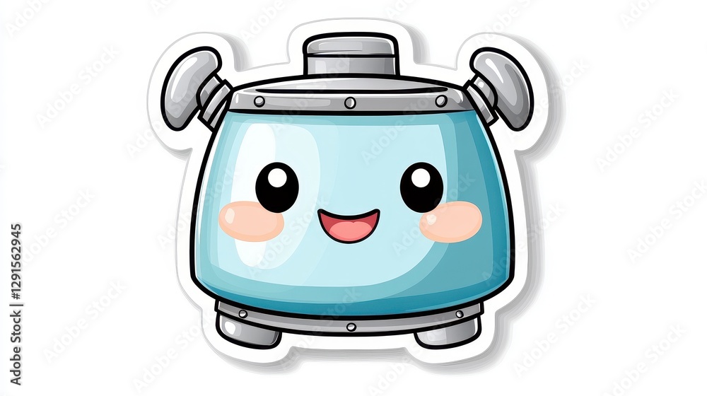 Cute Cartoon Toaster Character with Friendly Expression and Smiling Face Cute Cartoon Toaster Character with Friendly Expression and Smiling Face