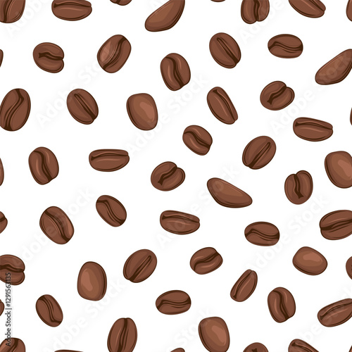 Coffee seamless pattern. Coffee beans seamless. Coffee background. Coffee beans patterns for fabric, packaging, coffee shops. Hand Drawn vector illustration