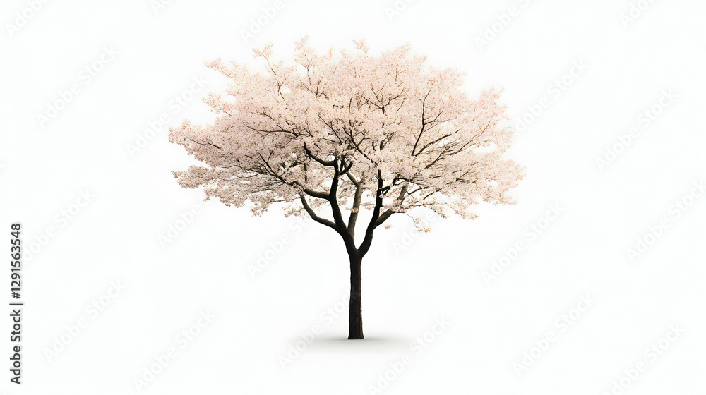 Fototapeta premium Spring Cherry Blossom Tree Isolated