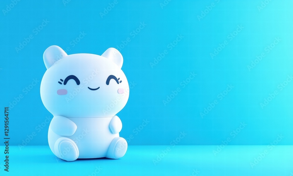 A cute robot image with a blue background. This robot has big eyes and a smiling expression, making it very friendly and approachable. A cute robot image with a blue background. This robot has big eyes and a smiling expression, making it very friendly and approachable.