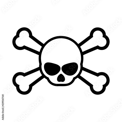 Crossbones and skull death flat vector icon for apps and games