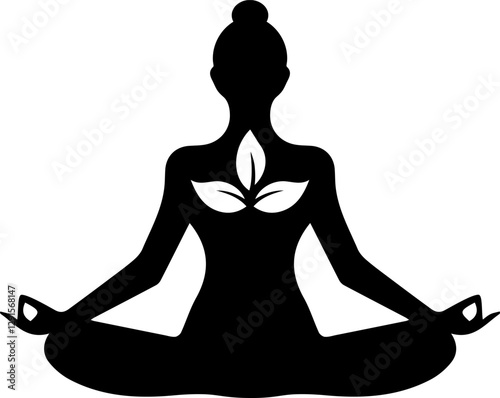Silhouette of yoga woman vector illustration