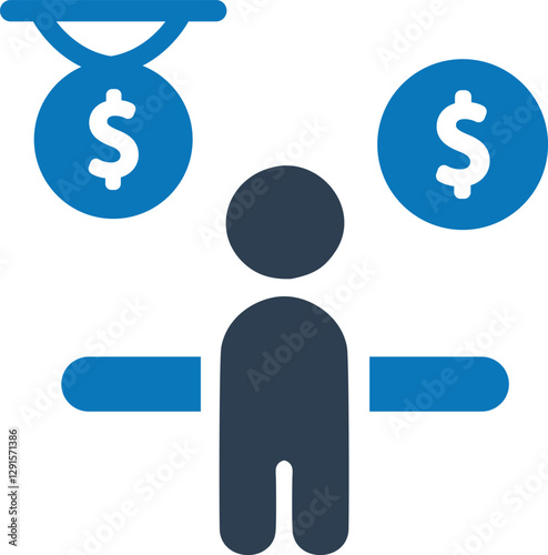 Scale icon, money vs time balance icon