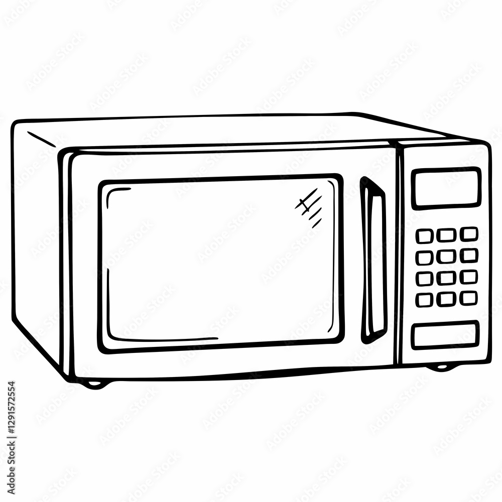 Fototapeta premium microwave line art icon, isolated on white background