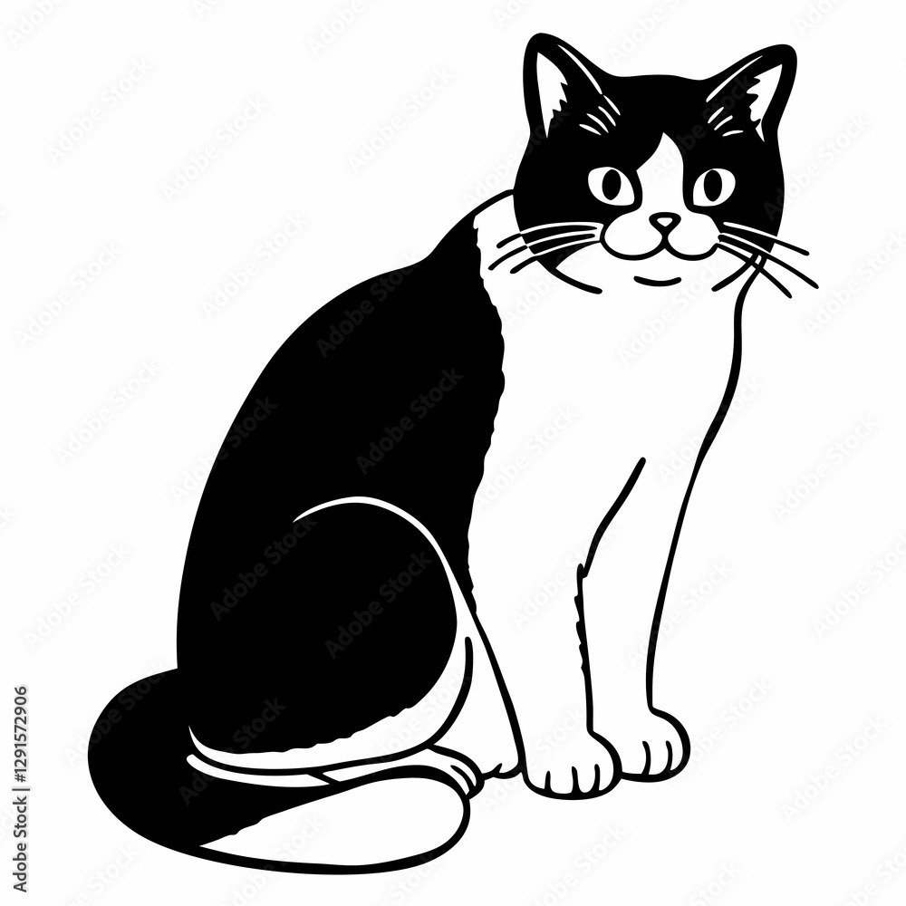 Fototapeta premium cat line art icon, isolated on white background