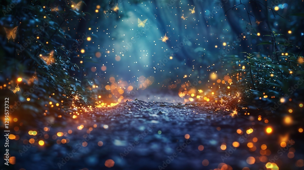 Naklejka premium Capturing the Enchantment of Summer Night Firefly Background Images: A Visual Odyssey