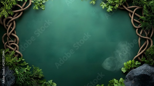 Wallpaper Mural Flowing Celtic knotwork design on a deep forest green natural backdrop creating a sense of mystery and ancient metaphysical symbolism Torontodigital.ca