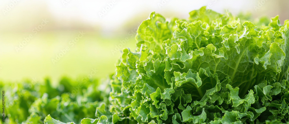 Obraz premium Zero Waste Food, Sustainability concept. Fresh leafy lettuce in a garden setting with soft blurred background.