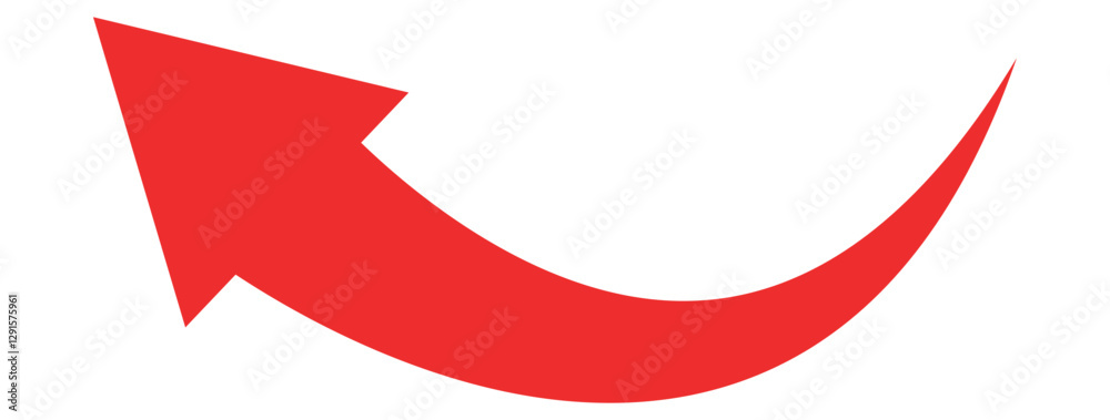 Long Red Curved arrow icon vector. Red long arrow vector. flat style Arrow symbol. RED of an arrow on a white background. Long Red Curved arrow icon vector. Red long arrow vector. flat style Arrow symbol. RED of an arrow on a white background.
