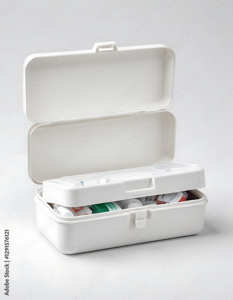Professional first aid kit in a compact case on a white background. Professional first aid kit in a compact case on a white background.