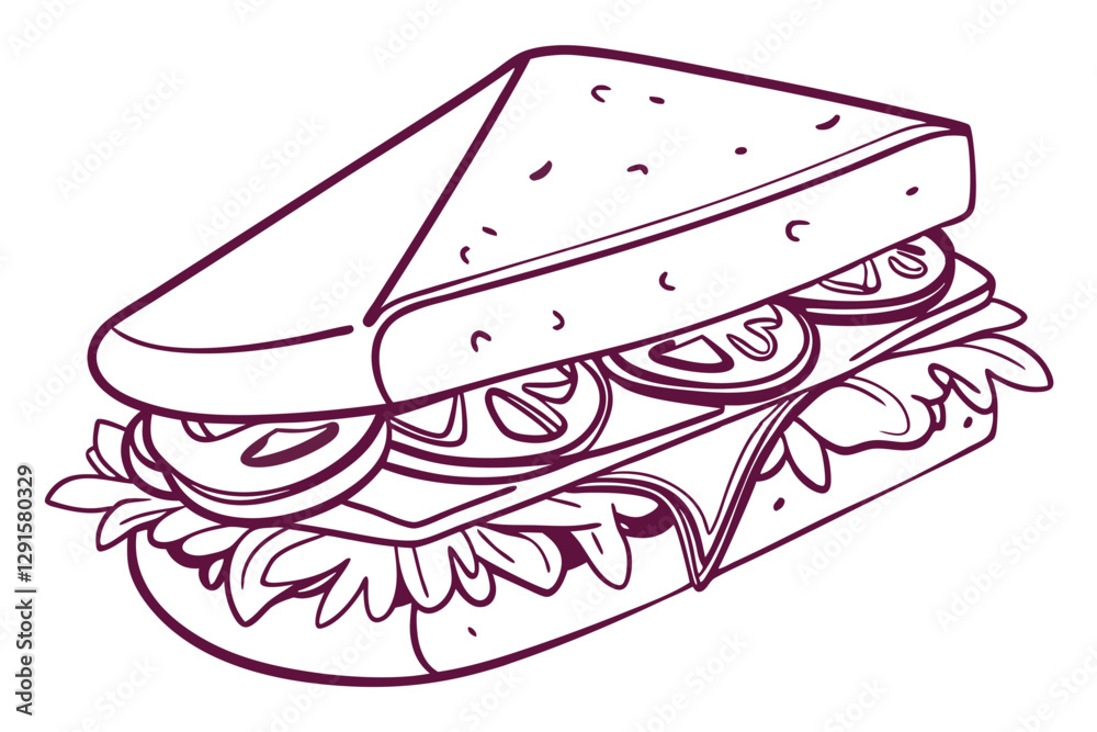 Sandwich Line Art Illustration for Design Sandwich Line Art Illustration for Design