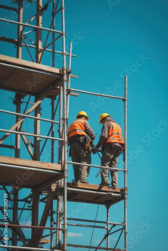 Wallpaper Mural two men on scaffolding working on a building Torontodigital.ca