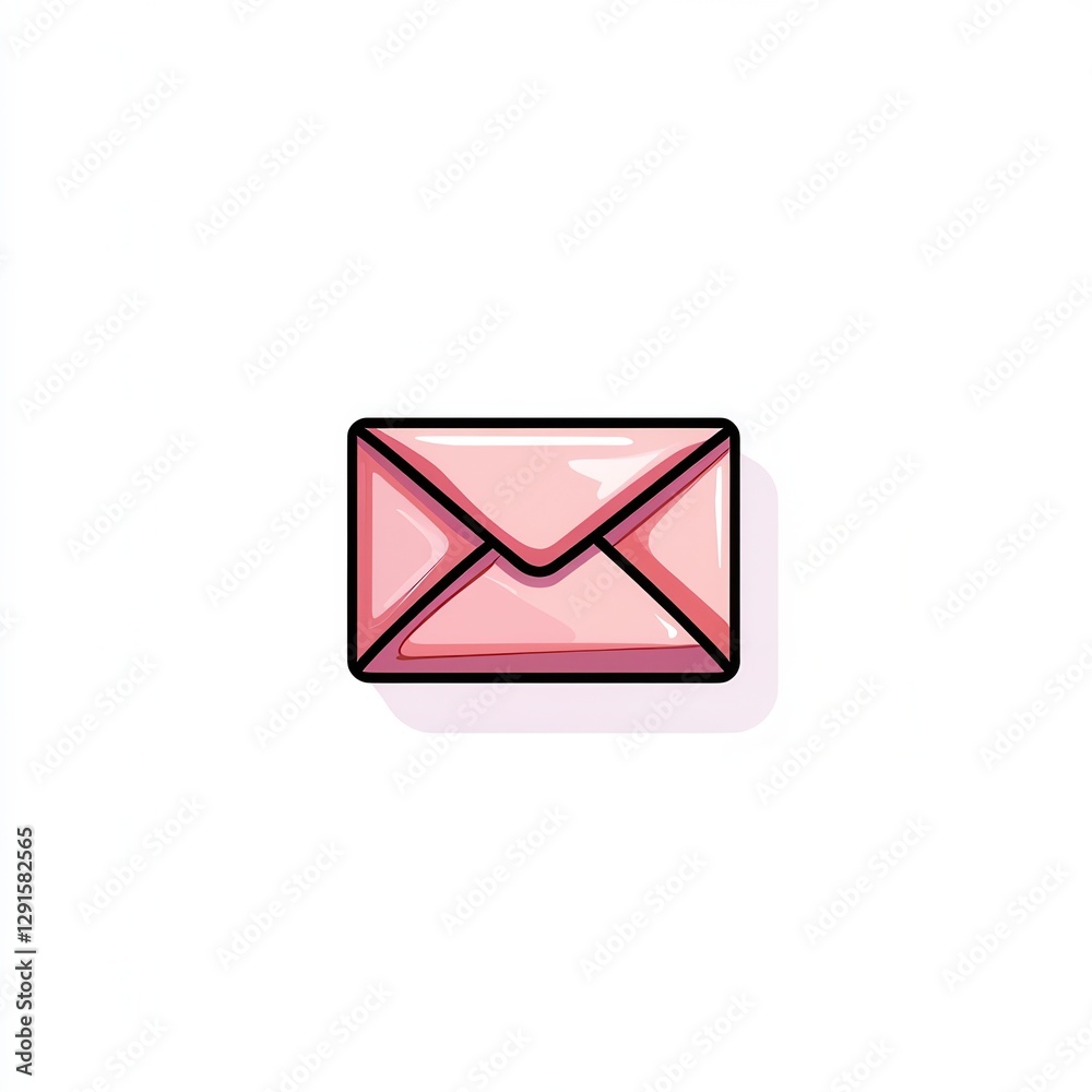 Pink envelope icon on white background with shadow detail. Pink envelope icon on white background with shadow detail.