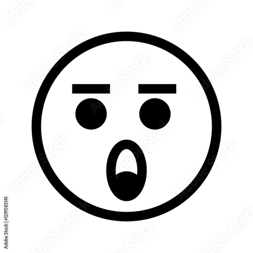 Solid emoji face with oval mouth, wide circular eyes, and exaggerated raised eyebrows, expressing intense shock or disbelief.