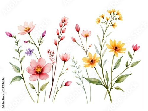 Charming botanical arrangement with a variety of colorful flowers