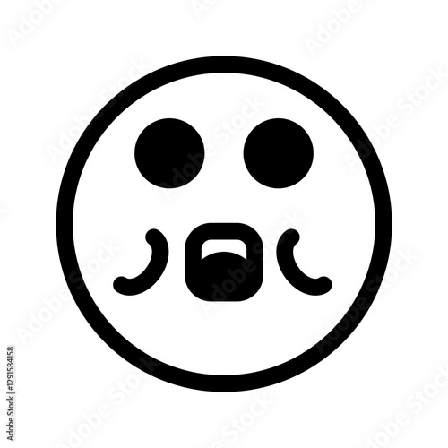 Shocked emoji outline with sweat drop on forehead and nervous mouth, conveying anxious surprise. Ideal for storytelling icons and narrative reactions.