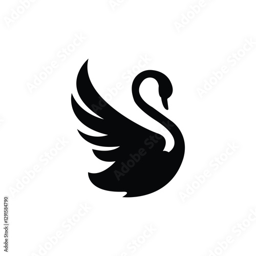 Best swan silhouette vector art illustration.