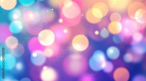 Pastel color bokeh lights background. Blurred circle shapes. Multicolored blurry lights bokeh defocused abstract background for events.