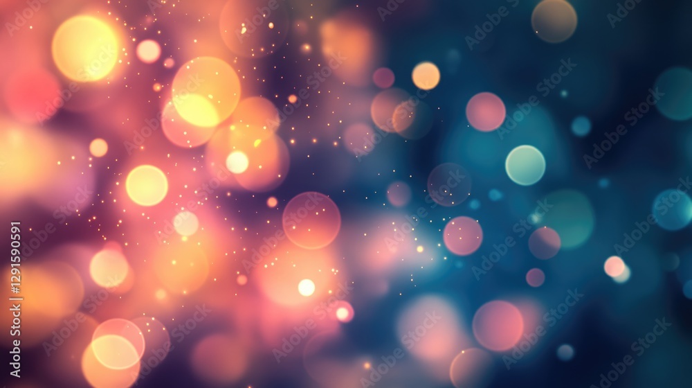Pastel color bokeh lights background. Blurred circle shapes. Multicolored blurry lights bokeh defocused abstract background for events.