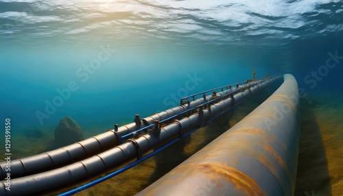 Underwater pipeline for oil and gas transport. Generated with AI