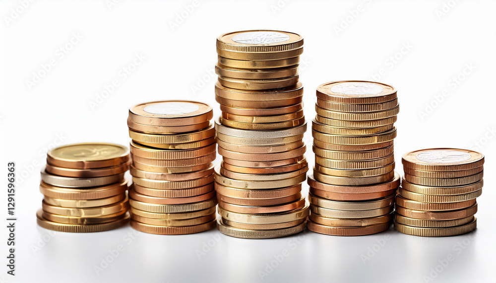 stack of euro coins on white backround stack of euro coins on white backround