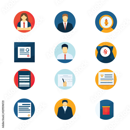 Business Hiring and Recruitment Icon Set, Hiring Interviewing 