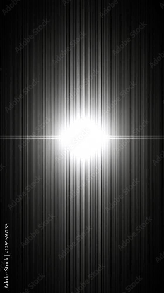 Naklejka premium Bright central light source with radial lines creating a dramatic visual effect in darkness