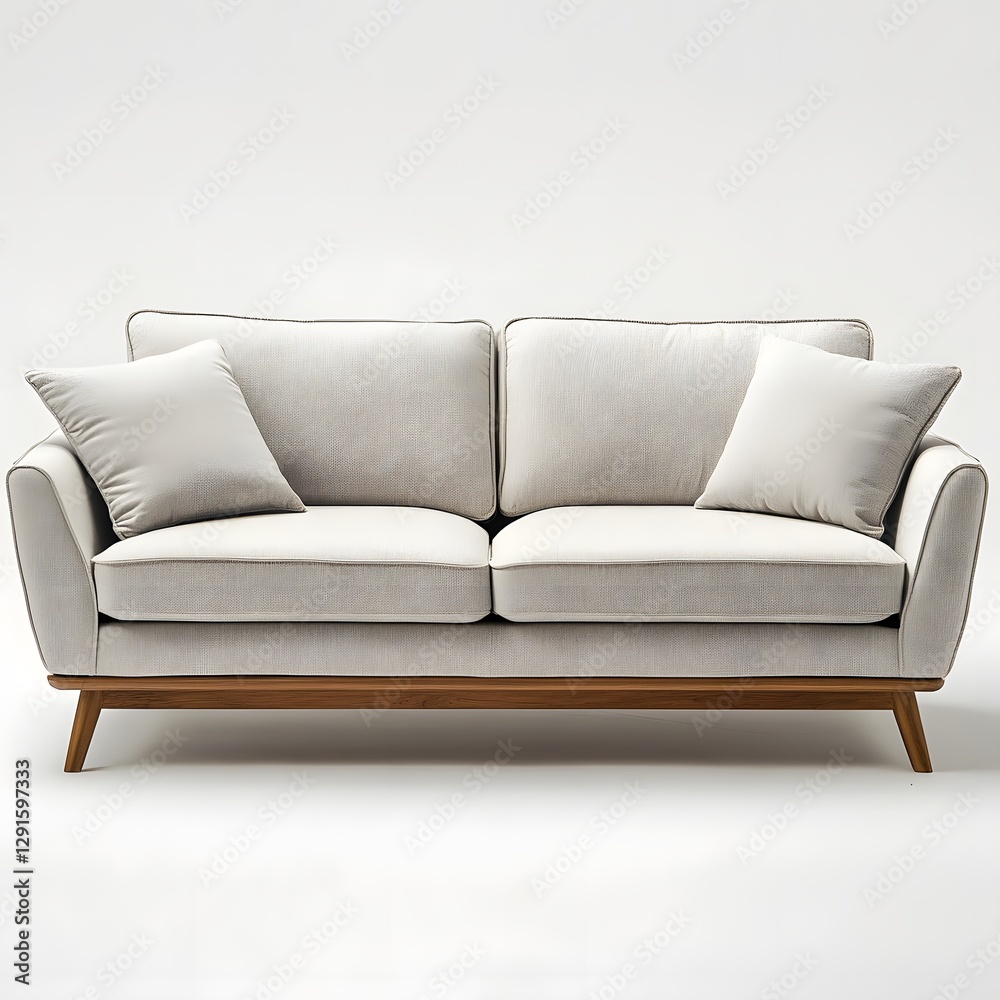 Naklejka premium Minimalist White Sofa on Plain Background